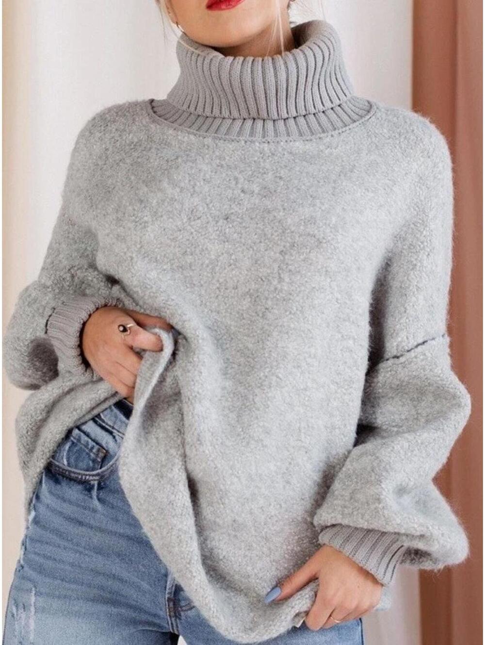 Free People Sweater Women M Gray Oversized Soft Big Sleeve  MissPinkFashions